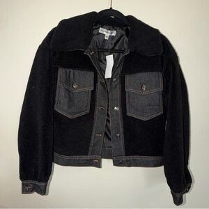 NWT Madden Girl Black Denim and Fleece Jacket